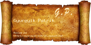 Gyurgyik Patrik névjegykártya